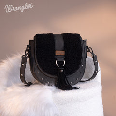 Wrangler Faux Shearling Flap Crossbody Purse