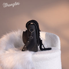 Wrangler Faux Shearling Flap Crossbody Purse