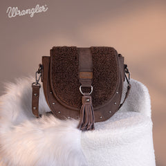 Wrangler Faux Shearling Flap Crossbody Purse