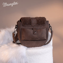 Wrangler Faux Shearling Flap Crossbody Purse