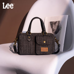 LEE Denim Canvas Barrel Satchel Top Handle Crossbody Bag