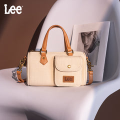 LEE Denim Canvas Barrel Satchel Top Handle Crossbody Bag