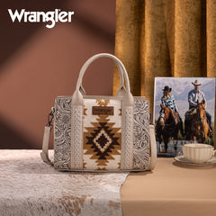 Wrangler Tooled Aztec Pattern Print Concealed Carry Tote Bag