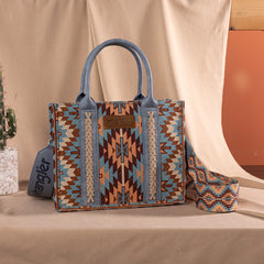 Wrangler Aztec Embroidered Whipstitch Canvas Tote Bag