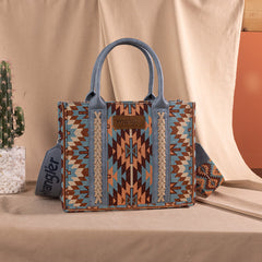 Wrangler Aztec Embroidered Whipstitch Canvas Tote Bag