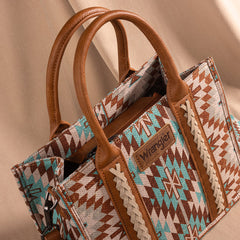Wrangler Aztec Embroidered Whipstitch Canvas Tote Bag