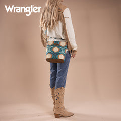 Wrangler Aztec Distressed Print Dual Sided Print Crossbody