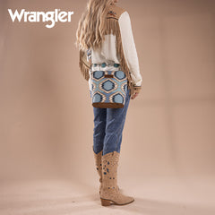 Wrangler Aztec Distressed Print Dual Sided Print Crossbody