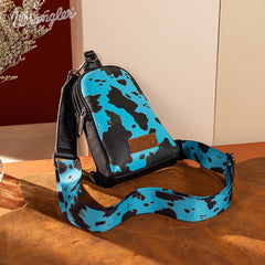 WG133-210 Wrangler Cow Print Crossbody Sling Chest Bag - TURQUOIES