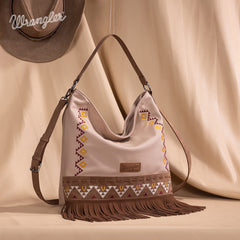 Wrangler Aztec Embroidered Fringe Shoulder Bag