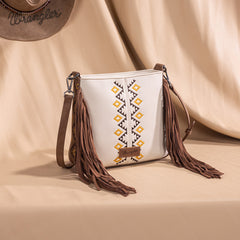 Wrangler Aztec Embroidered Fringe Crossbody