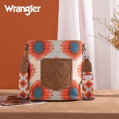 Wrangler Aztec Distressed Print Dual Sided Print Crossbody