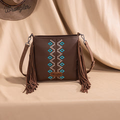 Wrangler Aztec Embroidered Fringe Crossbody