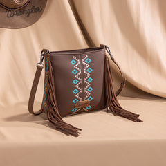 Wrangler Aztec Embroidered Fringe Crossbody