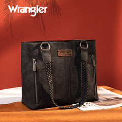 Wrangler Braided Detail Multi Pockets Concealed Carry Tote