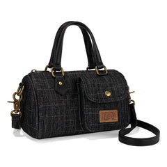 LEE Denim Canvas Barrel Satchel Top Handle Crossbody Bag