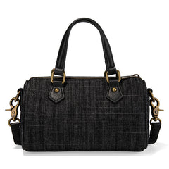 LEE Denim Canvas Barrel Satchel Top Handle Crossbody Bag