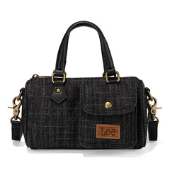 LEE Denim Canvas Barrel Satchel Top Handle Crossbody Bag