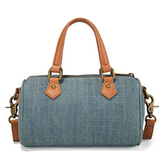 LEE Denim Canvas Barrel Satchel Top Handle Crossbody Bag