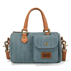 LEE Denim Canvas Barrel Satchel Top Handle Crossbody Bag