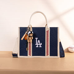 Mini Baseball Keychain with Wooden Bat