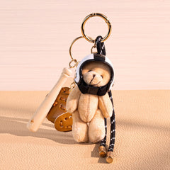Mini Baseball Keychain with Wooden Bat