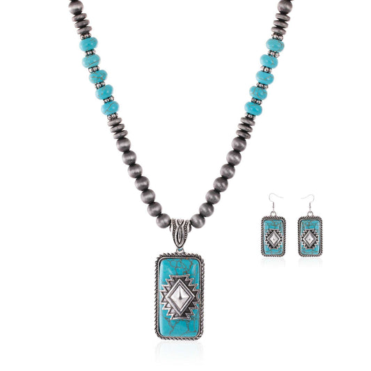 Rustic Couture Bohemian Jewelry Sets Pendant Necklace Earrings