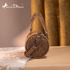 Montana West Western Tooled Buckle Collection Mini Barrel Crossbody Bag