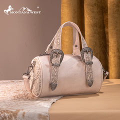 Montana West Western Tooled Buckle Collection Mini Barrel Crossbody Bag