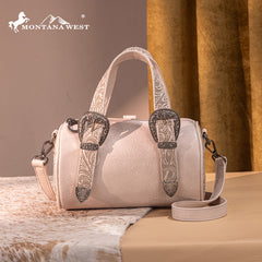 Montana West Western Tooled Buckle Collection Mini Barrel Crossbody Bag