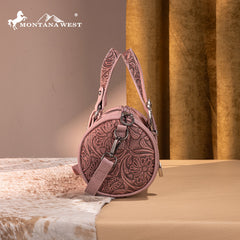 Montana West Western Tooled Buckle Collection Mini Barrel Crossbody Bag
