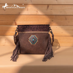 Montana West Tooled Aztec Concho Collection Crossbody