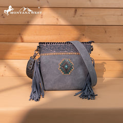 Montana West Tooled Aztec Concho Collection Crossbody
