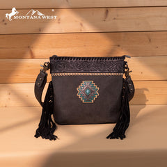 Montana West Tooled Aztec Concho Collection Crossbody