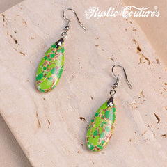 Rustic Couture's® Natural Stone Water Drop Dangle Earrings