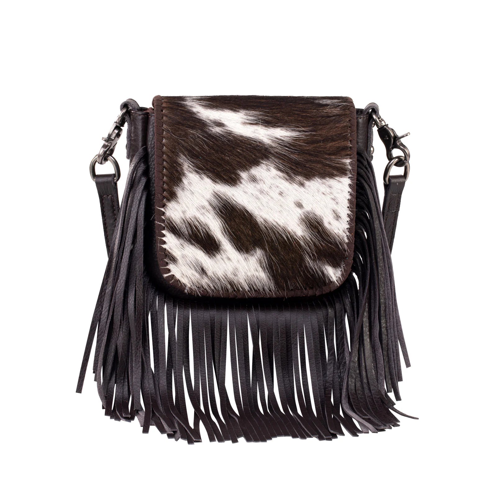 Montana West Genuine Leather Hair-On Collection Fringe Crossbody - Cowgirl Wear