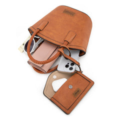 Wrangler Braided Ombre Leather Tote Bag Set