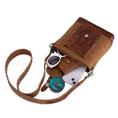 Trinity Ranch Hair-on Cowhide Tooled Crossbody Purse