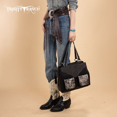 Trinity Ranch Genuine Hair-On Cowhide Tooled Collection Concealed Carry Tote