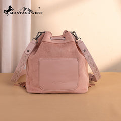 Montana West Boot Stitch Fringe Drawstring Crossbody Bag