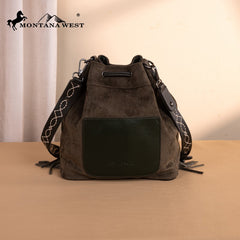 Montana West Boot Stitch Fringe Drawstring Crossbody Bag