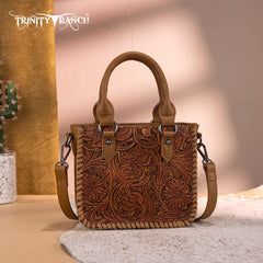 Trinity Ranch Western Floral Tooled Mini Tote Bag