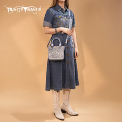 Trinity Ranch Western Floral Tooled Mini Tote Bag
