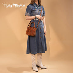 Trinity Ranch Western Floral Tooled Mini Tote Bag