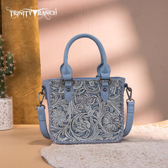 Trinity Ranch Western Floral Tooled Mini Tote Bag