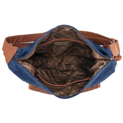 WG103-2008 Wrangler Floral Tooled Denim Hobo/Crossbody Backpack (Convertible ) Navy