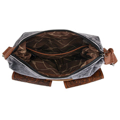 WG103-2009 Wrangler Floral Tooled Denim Crossbody -Black