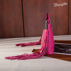 WG110-2022 Wrangler Top Handle Embroidered Fringe Mini Tote/Crossbody -Hot Pink