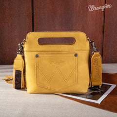 WG110-2022 Wrangler Top Handle Embroidered Fringe Mini Tote/Crossbody -Mustard