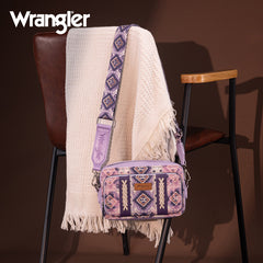 Wrangler Southwestern Pattern Dual Sided Print Crossbody Purse With Wallet Compartment